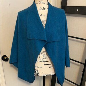 Koru Teal Blue Open Style Lambswool Possum Silk Blend Shrug Sweater One Size